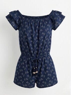Vineyard Vines Sailboat Print Off-the-Shoulder Romper - Medium